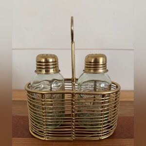 Vintage Salt & Pepper Shaker Set Metal Caddy Mason Jar Shakers